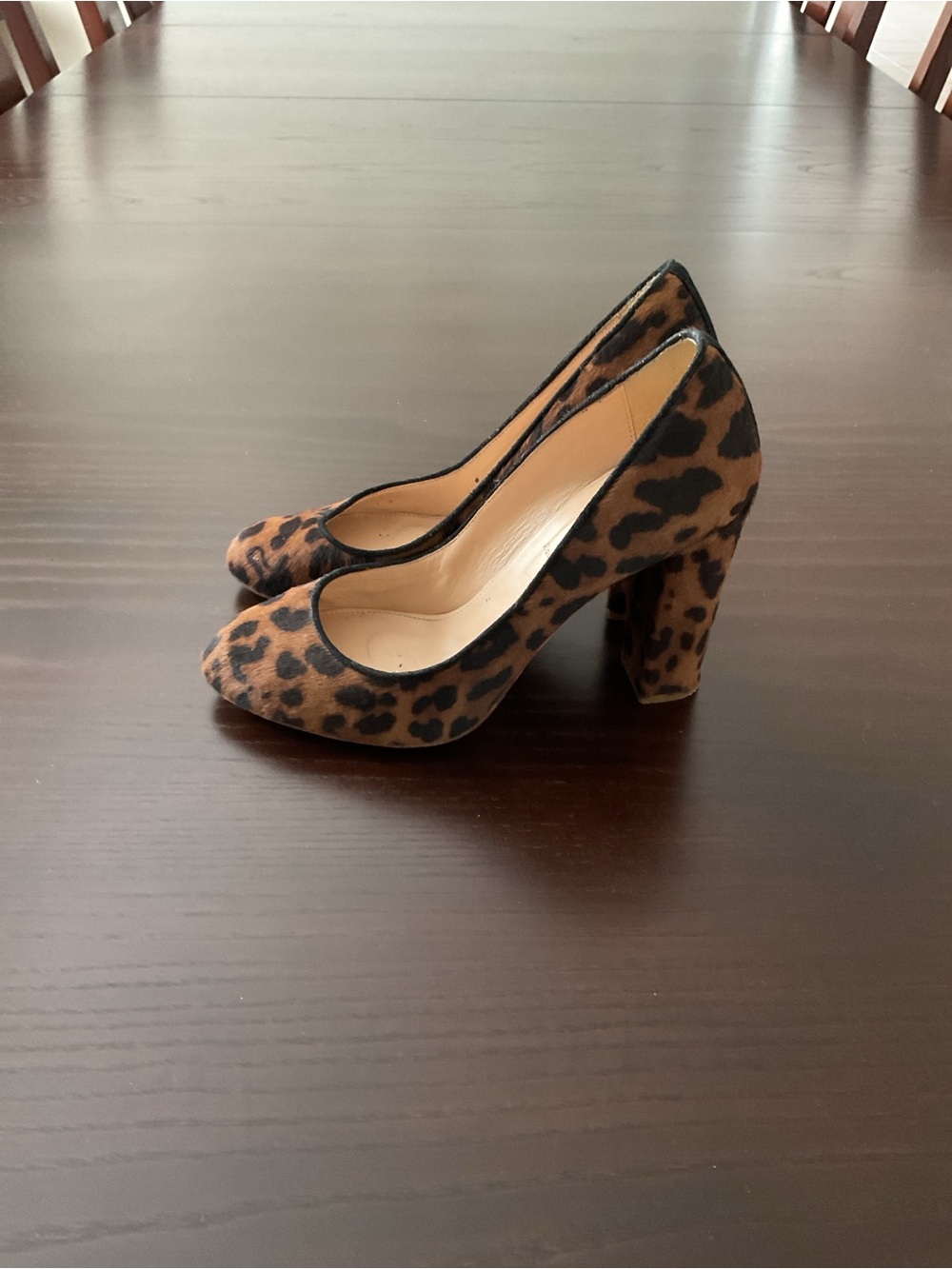 J.Crew Collection Leopard Calf Hair Block Heel Pumps – Size 6.5